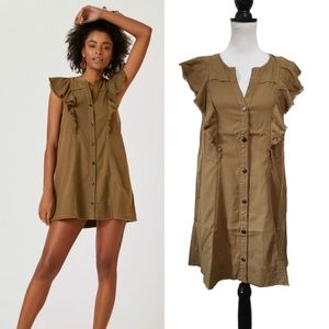 Pilcro Flutter-Sleeve Buttondown Tunic Dress
